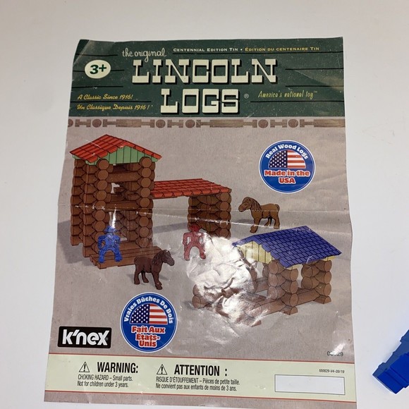 Lincoln Logs Centennial Edition Tin K’NEX Extra Pieces Cowboy Horses Set - Picture 2 of 12